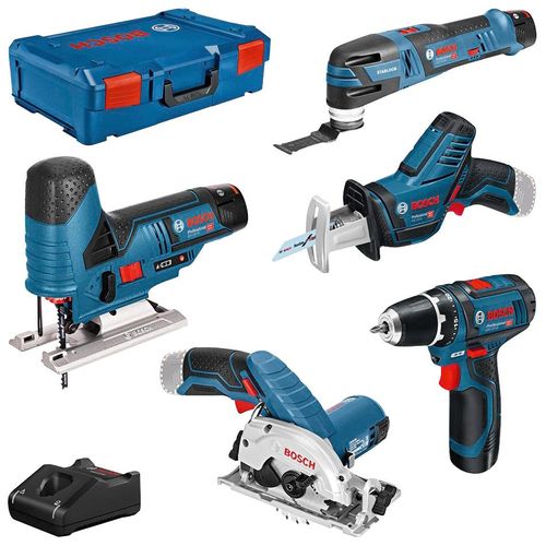 Elektrowerkzeug-Set BOSCH PROFESSIONAL, blau, Werkzeugmaschinen-Sets, 11-tlg., Professional 12V Akku-System