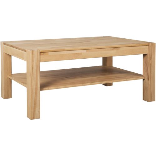 Couchtisch VOGL MÖBELFABRIK "Toronto", beige (kernbuche, kernbuche, kernbuche), B:105cm H:46cm T:65cm, Tische, Couchtisch Eckige Couchtische Holz-Couchtische, in 2 Größen, mit Ablageboden, teilmassiv, Höhe 46 cm, Made in Germany