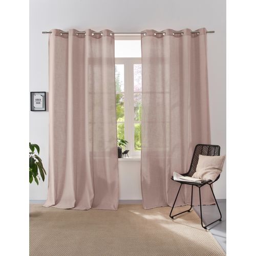 Vorhang OTTO HOME "Linsdorf" Gr. 2, grau (taupe), B:140cm H:225cm, Polyester, Gardinen, Leinenstruktur