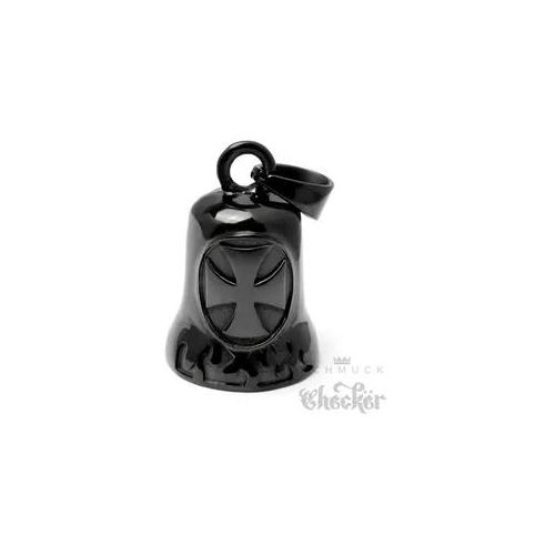 Bikerbell schwarz mit Eisernem Kreuz Edelstahl Motorrad-Glocke Biker Glücksbringer