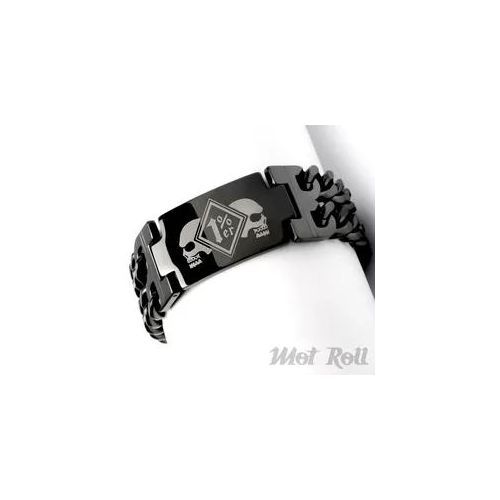 Mot Roll Schwarzes Onepercenter Armband aus Edelstahl 1%er Bikerarmband Outlaw