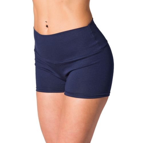 Hotpants ALKATO "Shorts Alkato Damen Sport Shorts mit Hohem Bund", Damen, Gr. 42, N-Gr, blau (dunkelblau), Obermaterial: 95% Baumwolle CO. 5% Elasthan EL., Hosen Hotpants
