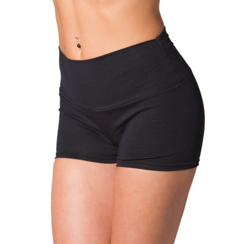 Hotpants ALKATO "Shorts Alkato Damen Sport Shorts mit Hohem Bund", Damen, Gr. 40, N-Gr, schwarz, Obermaterial: 95% Baumwolle CO. 5% Elasthan EL., Hosen Hotpants