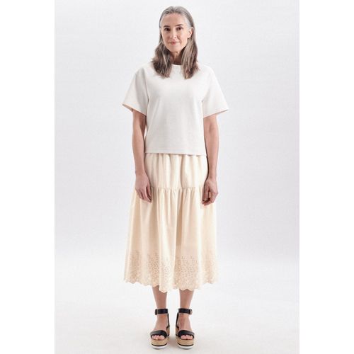 A-Linien-Rock SEIDENSTICKER "Schwarze Rose", Damen, Gr. 34, ecru, 100% Baumwolle, normal, Röcke A-Linien-Rock