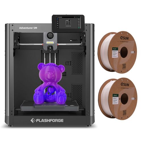Flashforge Adventurer 5M 3D-Drucker, 600 mm/s Druckgeschwindigkeit, 220 x 220 x 220 mm Druckvolumen + 2*1KG Weiss High Speed PLA-Filament