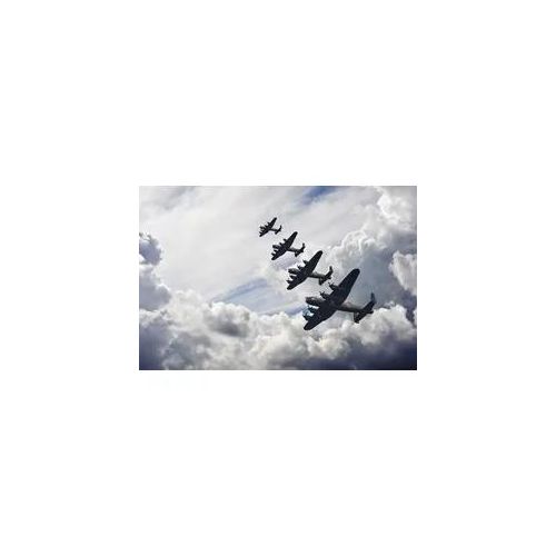 Fototapete PAPERMOON "VINTAGE FLUGZEUGE-LANCASTER FLUGZEUG WOLKEN HIMMEL XXL", bunt, B:3m L:2,23m, Vlies, Tapeten