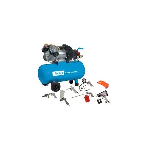 Kompressor GÜDE "Set 400/10/50 DG", blau (ohne farbbezeichnung), B:35cm H:63,5cm L:83,5cm, Kompressoren