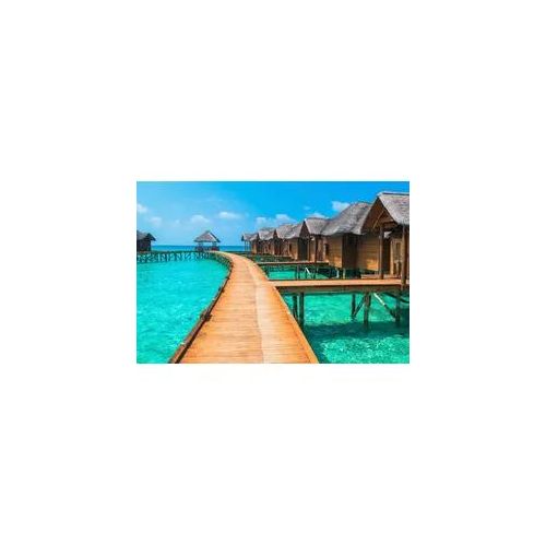 Fototapete PAPERMOON "Water Bungalows", bunt, B:5m L:2,8m, Vlies, Tapeten