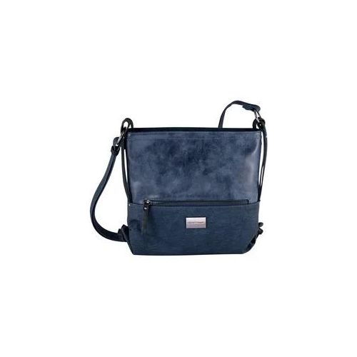Umhängetasche TOM TAILOR "ELIN FLASH", Damen, Gr. B/H/T: 28,5cm x 26cm x 9cm, blau, Lederimitat, Taschen Umhängetasche, mit Bänderapplikation