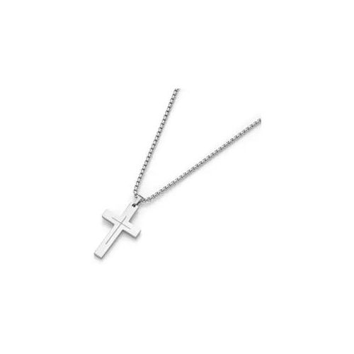Kreuzkette JACQUES CHARREL "Kreuz Anhänger, Edelstahl", Herren, Gr. 50cm, Edelstahl, silber, Halsketten Kreuzkette