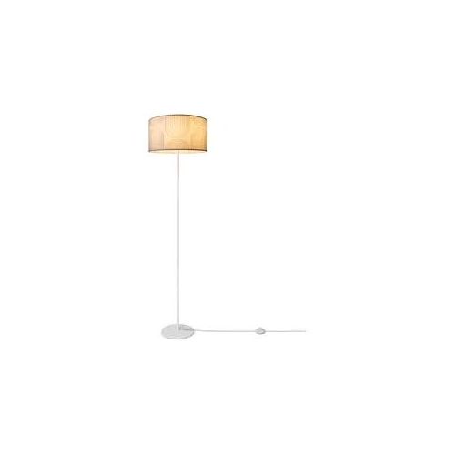 PACO HOME Stehlampe "Luca Pillar", weiß, Ø 38cm H: 144cm, Leuchten, Wohnzimmer Stehlampe Mit Schirm Büro Modern Retro Muster E27, Stehlampe