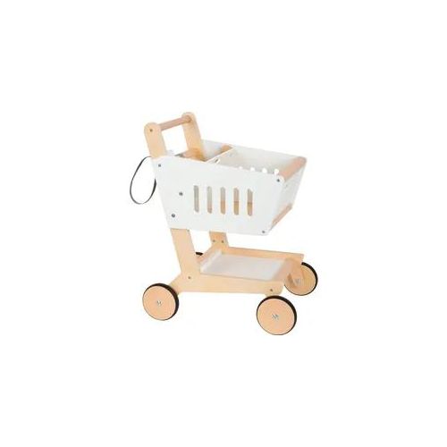 Spiel-Einkaufswagen SMALL FOOT "Einkaufswagen „fresh“", weiß, Kinder-Einkaufswagen, KinderB:30cm H:53cm T:42cm, Holz, Kunststoff, B:30cm H:53cm T:42cm