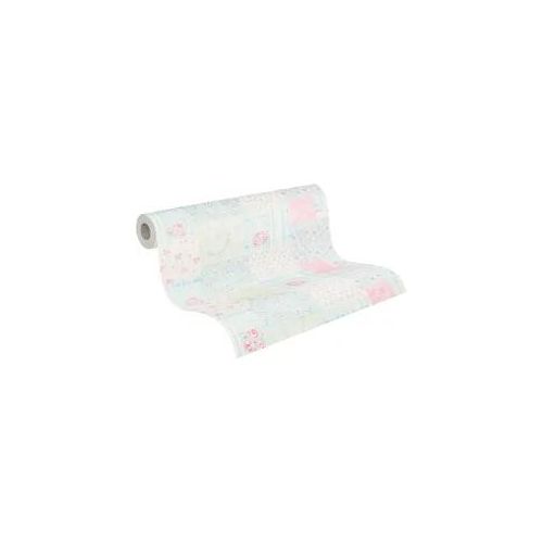 Vliestapete A.S. CRÉATION "Patchworktapete Landhaus", bunt (blau,rosa,weiß), B:0,53m H:0,01m L:10,05m, Vlies, Tapeten, Blümchen-Tapete Karriert