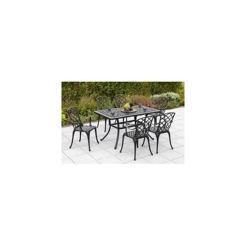 Garten-Essgruppe MERXX "Rhodos", grau (grafit, grafit, grafit), Aluminium, Sitzmöbel-Sets, 6 Sessel, Tisch