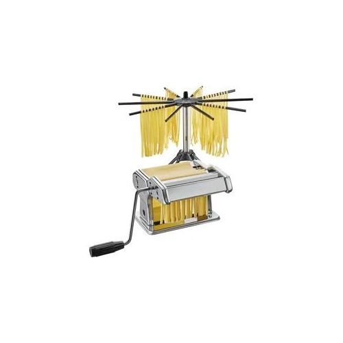 Nudelmaschine GEFU "PASTA PERFETTA", silber (silberfarben), B:19,8cm H:14,4cm T:19,9cm, Nudelmaschinen, Nudelmaschine, 3 Nudelsorten, 10 Trocknungsarme