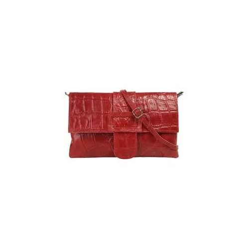 Abendtasche CLUTY, Damen, Gr. B/H/T: 29cm x 17cm x 2cm onesize, rot, Leder, Taschen Abendtasche, echt Leder, Made in Italy