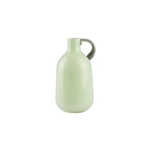 Dekovase AM DESIGN "Grüne Glasvase mit grauem Griff", grün, B:9cm H:16,5cm, Glas, Vasen, für einen modernen Look