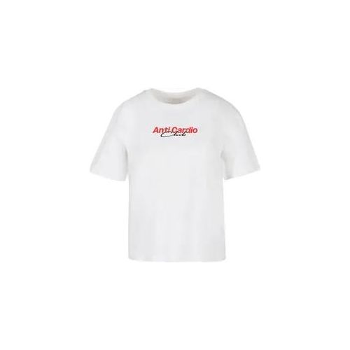 T-Shirt MISS TEE "Miss Tee Anti Cardio Club Tee", Damen, Gr. XS, weiß, 100% Baumwolle, bedruckt, oversize, Rundhals, Shirts T-Shirt