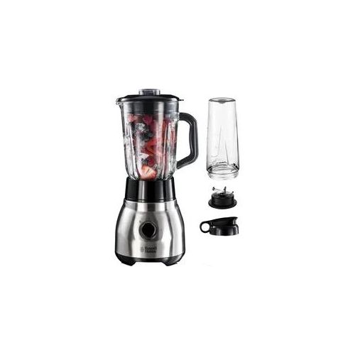 RUSSELL HOBBS Standmixer "2-in-1 Glas- 23821-56, Edelstahl", grau (edelstahl), B:22,2cm H:38,5cm T:27,5cm, Zerkleinerer, vollautom. Standmixer mit Kochfunktion, Smoothie, 8 Programme