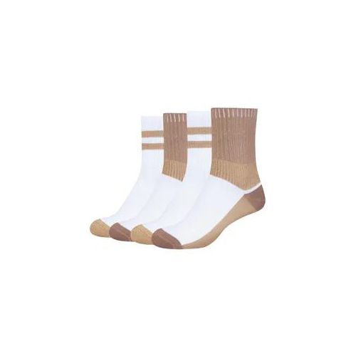 Socken CAMANO "Socken silky touch colourblock Lurex 4er Pack", Damen, Gr. 39-42, natural, 72% Baumwolle, 20% Polyester, 6% Metallische Fasern, 2% Elasthan, Colorblocking, Socken Socken, 4er Pack Dezente Lurex-Details für einen edlen Look, Druckfreier Sitz