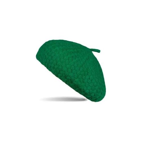 Baskenmütze STYLEBREAKER "Feinstrick Baskenmütze mit Flechtmuster", Damen, grün, Obermaterial: 100% Polyacryl PAN., Modisch, Mützen