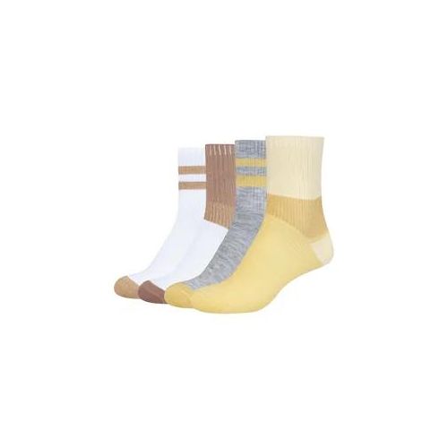Socken CAMANO "Socken silky touch colourblock Lurex 4er Pack", Damen, Gr. 39-42, lemon grass, 72% Baumwolle, 20% Polyester, 6% Metallische Fasern, 2% Elasthan, Colorblocking, Socken Socken, 4er Pack Dezente Lurex-Details für einen edlen Look, Druckfreier Sitz
