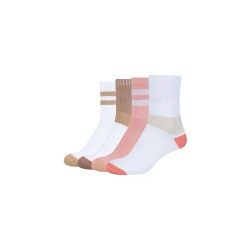Socken CAMANO "Socken silky touch colourblock Lurex 4er Pack", Damen, Gr. 39-42, lantana, 72% Baumwolle, 20% Polyester, 6% Metallische Fasern, 2% Elasthan, Colorblocking, Socken Socken, 4er Pack Dezente Lurex-Details für einen edlen Look, Druckfreier Sitz