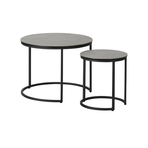 Jette Home Beistelltisch Set Twins III ¦ grau ¦ Maße (cm): H: 43 Ø: 58