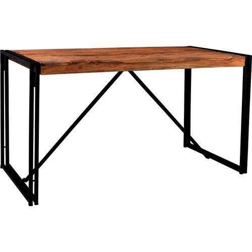 SIT Möbel Esstisch 140 x 70 cm | Platte 60 mm Akazie natur | Gestell Altmetall antikschwarz | B 140 x T 70 x H 76 cm | 09214-01 | Serie PANAMA