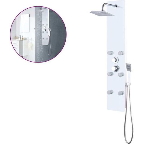 vidaXL Duschpaneel Glas 25×44,6×130 cm Weiß