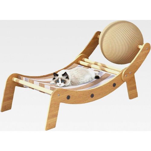 Kratzstuhl Für Katzen - Kratzmöbel Mit Spielball Für Katzen,Abfallfeste Wellpappe Möbel Für Innen & Außen, Balkon, Sonnenbad Und Strandnutzung