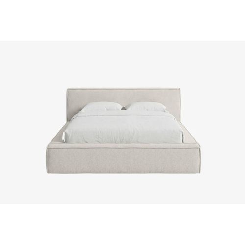 MNUUO Polsterbett BUUN mit Bettkasten Weiß 120 x 200 cm Hebbarer Holz-Lattenrost