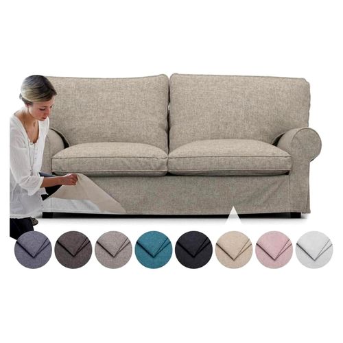 Ersatzbezug für Ektorp 2-Sitzer-Sofa, 5-teiliges Bezug-Set, nur Bezug, Haustier- und Fleckenresistent, langlebiger Nano-Tech-Stoff, leicht zu reinigen und zu ersetzen (Beige)
