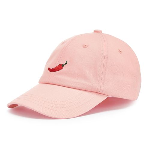 Schirmmütze LSCN BY LASCANA "Cap, Sommermütze, Basecap, Kopfbedeckung", Damen, rosa (rosé), Stoff, Baumwolle, unifarben mit Farbeinsatz, Mützen, mit modischer Stickerei VEGAN