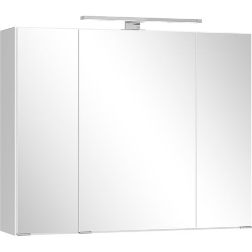 Badezimmerspiegelschrank WELLTIME "CABO, gedämpfte Scharniere", weiß, B:80cm H:64cm T:20cm, Holzwerkstoff, Schränke, Rundumsicht, dank besonderer Klapptechnik