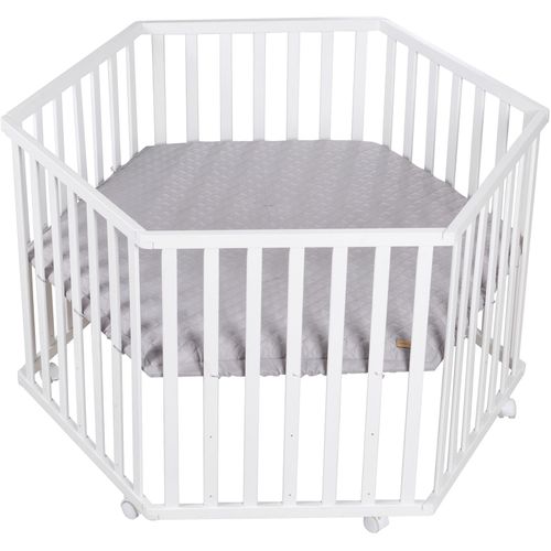 Laufgitter ROBA "Style weiß, 6-eckig", Baby, weiß (weiß, silbergrau), Laufställe Laufgitter, mit Laufgittereinlage silbergrau