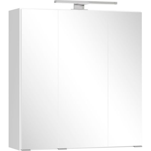 Badezimmerspiegelschrank WELLTIME "CABO, gedämpfte Scharniere", weiß, B:60cm H:64cm T:20cm, Holzwerkstoff, Schränke, Rundumsicht, dank besonderer Klapptechnik