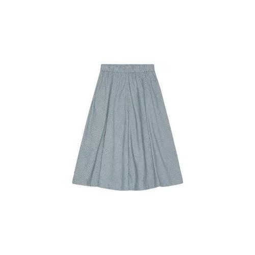 Midirock MOSHI MOSHI MIND "moshi moshi mind Skirt pin", Damen, Gr. M, sea blau, weiß, Obermaterial: 100% Baumwolle, Röcke