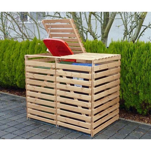Mülltonnenbox 'Vario V' für 2 Tonnen, natur Promadino Holztonnenbox Mülltonnen
