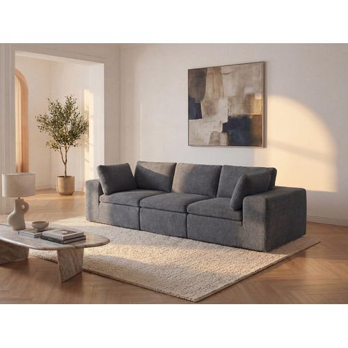 3-Sitzer Sofa modulbar - Stoff Anthrazitgrau - CORTOLINE