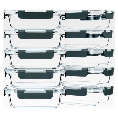 Set aus Glas-Frischhaltedosen für Mahlzeiten, 625 ml, 10 Stück