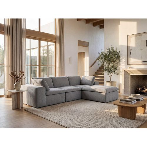 Ecksofa modulbar - Stoff Grau - CORTOLINE