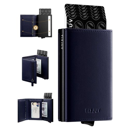 Herren-Geldbörse mit Kreditkartenfach, Pop-up-Kartenetui aus Rindsleder, RFID-Schutz und Geldscheinfach