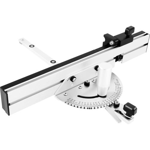 Gehrungsanschlag & Fingerzinken-Schablone - Für Tischkreissäge - Verstellbar 0–60° - Führungsleiste 45 cm - Anschlag 17,8 cm - Griff 8,4 cm - Aluminium & Phenolharz