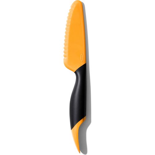 Obstschneider OXO GOOD GRIPS, orange, B:4cm L:25cm, Edelstahl, Küchenschneider, Obstschneider, Mangoschneider mit Portionierer und Riffelmesser