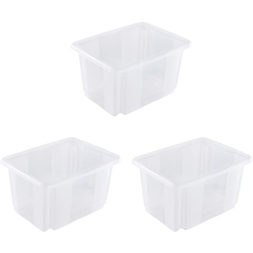 Aufbewahrungsbox KEEEPER "Emil, 3er Set, 15 L, 38 x 28,5 x 20,5 cm", transparent, B:38cm H:20,5cm T:28,5cm, Kunststoff, Aufbewahrungsboxen, Aufbewahrungsbox, ineinander und aufeinander stapelbar
