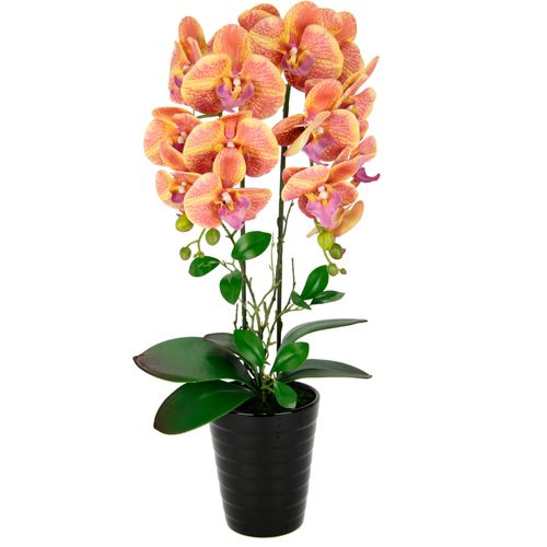 Kunstblume I.GE.A. "Orchidee", orange, B:26cm H:58cm L:18cm, Kunstpflanzen, Im Topf Phalaenopsis Orchidee Phalaenopsis mit Übertopf Hochzeit