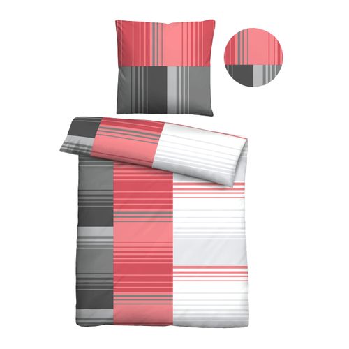 Bettwäsche "0040561", rot, B/L: 135cm x 200cm, 1 Stk., 1 Stk., Renforcé, B/L: 80cm x 80cm, 2 Stk., Renforcé, Obermaterial: 100% Baumwolle, CASTELL - MARKENBETTWÄSCHE, Bettwäsche, Bettwäsche, hautsympathisch, 100% Baumwolle, Reißverschluss, ganzjährig nutzbar