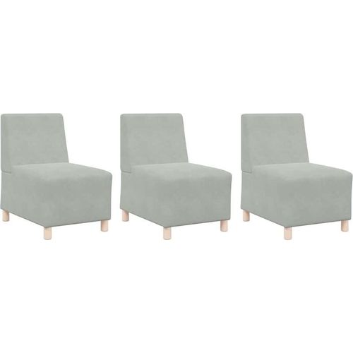 vidaXL Modulares Armfreies Sofa 3 pcs Hellgrau 55 x 74 x 82 cm Samt