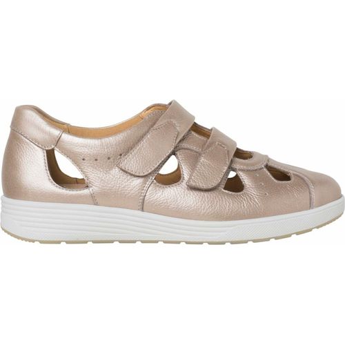 Damen Sneaker Klara in Metallic-Roségold mit zwei Klettverschlussriemen
